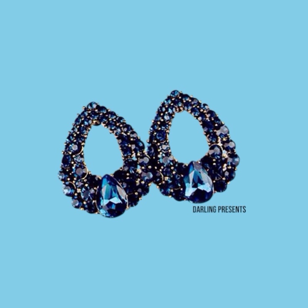 Sapphire Crystal Drop Earrings Women Color Blue & Silver